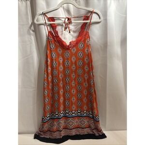 Sequin Hearts Boho Dress W/lace Straps M Festival Beach